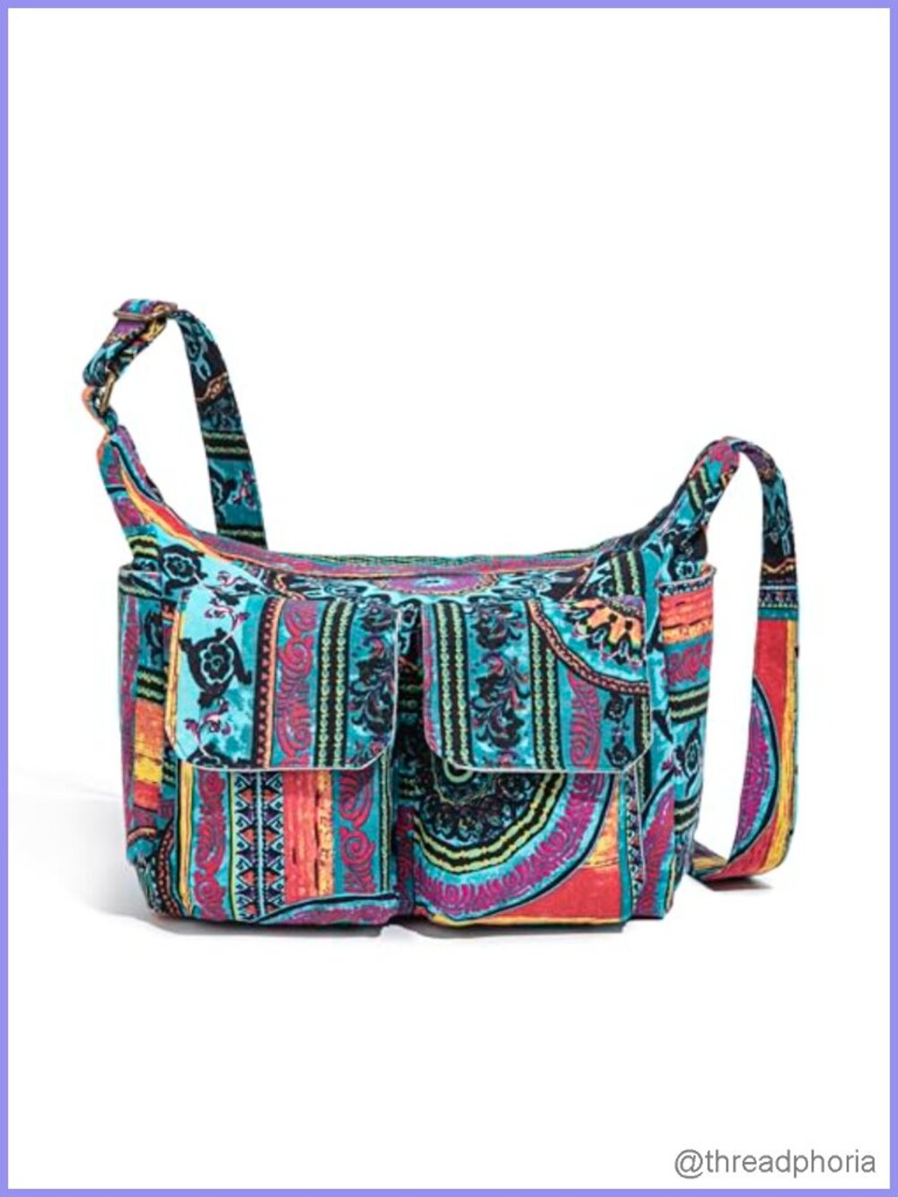 Bohemian Canvas Hobo Shoulder Bag Crossbody Hippie Boho Purse Retro Multi Pocket